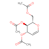 Chemical structure of [(2S,3R,4S)-3,4-bis(acetyloxy)-3,4-dihydro-2H-pyran-2-yl]methyl acetate - CSSB00020647400