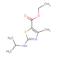 Chemical structure of ethyl 4-methyl-2-[(propan-2-yl)amino]-1,3-thiazole-5-carboxylate - CSSB00000005439