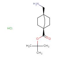 Chemical structure of tert-butyl 4-(aminomethyl)bicyclo[2.2.2]octane-1-carboxylate hydrochloride - CSSB21291566377