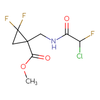 Chemical structure of methyl 1-[(2-chloro-2-fluoroacetamido)methyl]-2,2-difluorocyclopropane-1-carboxylate - CSSB21332124277
