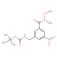 Chemical structure of tert-butyl N-({3-[methoxy(methyl)carbamoyl]-5-nitrophenyl}methyl)carbamate - CSSB21151593650