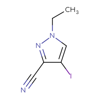 Chemical structure of 1-ethyl-4-iodo-1H-pyrazole-3-carbonitrile - CSSB00010781019