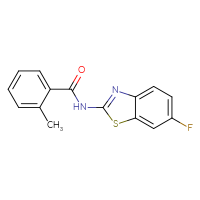 Chemical structure of N-(6-fluoro-1,3-benzothiazol-2-yl)-2-methylbenzamide - CSSB00121603162
