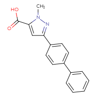 Chemical structure of 3-{[1,1'-biphenyl]-4-yl}-1-methyl-1H-pyrazole-5-carboxylic acid - CSSB00015201134