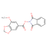 Chemical structure of 1,3-dioxo-2,3-dihydro-1H-isoindol-2-yl 7-methoxy-2H-1,3-benzodioxole-5-carboxylate - CSSB17484213011