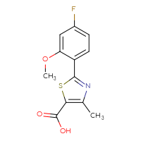 Chemical structure of 2-(4-fluoro-2-methoxyphenyl)-4-methyl-1,3-thiazole-5-carboxylic acid - CSSB00134094785
