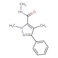 Chemical structure of N,1,4-trimethyl-3-phenyl-1H-pyrazole-5-carboxamide - CSSB02648992666