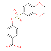 Chemical structure of 4-[(2,3-dihydro-1,4-benzodioxine-6-sulfonyl)oxy]benzoic acid - CSSB00026506278