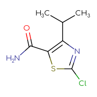 Chemical structure of 2-chloro-4-(propan-2-yl)-1,3-thiazole-5-carboxamide - CSSB14788733268