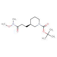 Chemical structure of tert-butyl (3R)-3-{2-[methoxy(methyl)carbamoyl]ethyl}piperidine-1-carboxylate - CSSB06635425587