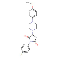 Chemical structure of 1-(4-fluorophenyl)-3-[4-(4-methoxyphenyl)piperazin-1-yl]pyrrolidine-2,5-dione - CSSB00121689460