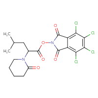 Chemical structure of 4,5,6,7-tetrachloro-1,3-dioxo-2,3-dihydro-1H-isoindol-2-yl 4-methyl-2-(2-oxopiperidin-1-yl)pentanoate - CSSB20270999611