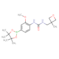 Chemical structure of 1-[2-methoxy-4-(4,4,5,5-tetramethyl-1,3,2-dioxaborolan-2-yl)phenyl]-3-[(3-methyloxetan-3-yl)methyl]urea - CSSB21332162712
