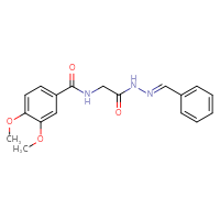 Chemical structure of 3,4-dimethoxy-N-({N'-[(E)-phenylmethylidene]hydrazinecarbonyl}methyl)benzamide - CSSB03439112370