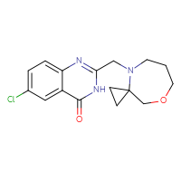 Chemical structure of 6-chloro-2-({8-oxa-4-azaspiro[2.6]nonan-4-yl}methyl)-3,4-dihydroquinazolin-4-one - CSSS00138492368