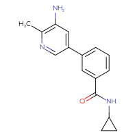 Chemical structure of 3-(5-amino-6-methylpyridin-3-yl)-N-cyclopropylbenzamide - CSSB10455126734