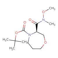 Chemical structure of tert-butyl (3R)-3-[methoxy(methyl)carbamoyl]-1,4-oxazepane-4-carboxylate - CSSB06825004195