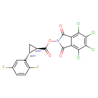 Chemical structure of rac-4,5,6,7-tetrachloro-1,3-dioxo-2,3-dihydro-1H-isoindol-2-yl (1R,2R)-2-(2,5-difluorophenyl)cyclopropane-1-carboxylate - CSSB20269946743