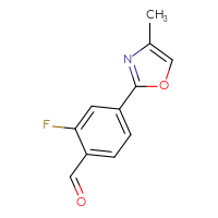 Chemical structure of 2-fluoro-4-(4-methyl-1,3-oxazol-2-yl)benzaldehyde - CSSB00025785205