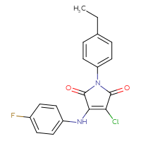 Chemical structure of 3-chloro-1-(4-ethylphenyl)-4-[(4-fluorophenyl)amino]-2,5-dihydro-1H-pyrrole-2,5-dione - CSSB00121733327