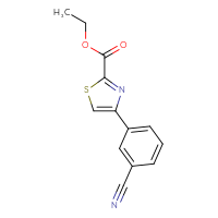 Chemical structure of ethyl 4-(3-cyanophenyl)-1,3-thiazole-2-carboxylate - CSSB00001132936