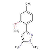 Chemical structure of 3-(2-methoxy-4-methylphenyl)-1-methyl-1H-pyrazol-5-amine - CSSB00020849016