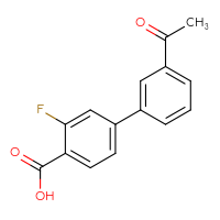 Chemical structure of 3'-acetyl-3-fluoro-[1,1'-biphenyl]-4-carboxylic acid - CSSB00102609217