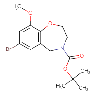 Chemical structure of tert-butyl 7-bromo-9-methoxy-2,3,4,5-tetrahydro-1,4-benzoxazepine-4-carboxylate - CSSB00010760649