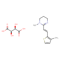 Chemical structure of (2R,3R)-2,3-dihydroxybutanedioic acid; 1-methyl-2-[(1E)-2-(3-methylthiophen-2-yl)ethenyl]-1,4,5,6-tetrahydropyrimidine - CSSB00102512651