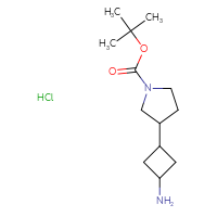 Chemical structure of tert-butyl 3-(3-aminocyclobutyl)pyrrolidine-1-carboxylate hydrochloride - CSSB21043308378