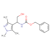 Chemical structure of benzyl N-[2-hydroxy-1-(1,3,5-trimethyl-1H-pyrazol-4-yl)ethyl]carbamate - CSSB02495472449