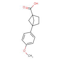 Chemical structure of 4-(4-methoxyphenyl)bicyclo[2.1.1]hexane-1-carboxylic acid - CSSB14802770142