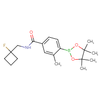 Chemical structure of N-[(1-fluorocyclobutyl)methyl]-3-methyl-4-(4,4,5,5-tetramethyl-1,3,2-dioxaborolan-2-yl)benzamide - CSSB02533511431
