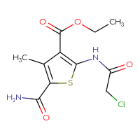 Chemical structure of ethyl 5-carbamoyl-2-(2-chloroacetamido)-4-methylthiophene-3-carboxylate - CSSB00000682645