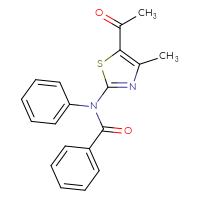 Chemical structure of N-(5-acetyl-4-methyl-1,3-thiazol-2-yl)-N-phenylbenzamide - CSSB00025738898