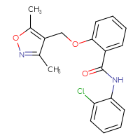 Chemical structure of N-(2-chlorophenyl)-2-[(3,5-dimethyl-1,2-oxazol-4-yl)methoxy]benzamide - CSSB00401120299