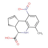 Chemical structure of (3aR,4S,9bS)-6-methyl-9-nitro-3H,3aH,4H,5H,9bH-cyclopenta[c]quinoline-4-carboxylic acid - CSSB00103154238