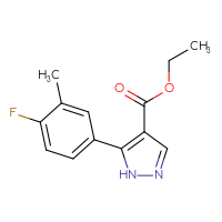 Chemical structure of ethyl 5-(4-fluoro-3-methylphenyl)-1H-pyrazole-4-carboxylate - CSSB03578083704