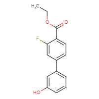 Chemical structure of ethyl 3-fluoro-3'-hydroxy-[1,1'-biphenyl]-4-carboxylate - CSSB00150706034