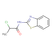 Chemical structure of N-(1,3-benzothiazol-2-yl)-2-chloropropanamide - CSSB00000184761