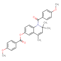 Chemical structure of 1-(4-methoxybenzoyl)-2,2,4-trimethyl-1,2-dihydroquinolin-6-yl 4-methoxybenzoate - CSSB00121707740