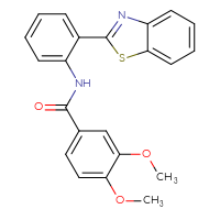 Chemical structure of N-[2-(1,3-benzothiazol-2-yl)phenyl]-3,4-dimethoxybenzamide - CSSB00026343357
