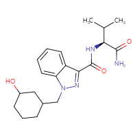 Chemical structure of (2S)-2-({1-[(3-hydroxycyclohexyl)methyl]-1H-indazol-3-yl}formamido)-3-methylbutanamide - CSSB00159239434