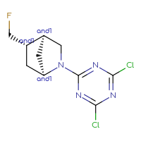 Chemical structure of rac-(1R,4S,5S)-2-(4,6-dichloro-1,3,5-triazin-2-yl)-5-(fluoromethyl)-2-azabicyclo[2.2.1]heptane - CSSB21282194741