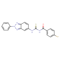 Chemical structure of 1-(4-fluorobenzoyl)-3-(2-phenyl-2H-1,2,3-benzotriazol-5-yl)thiourea - CSSB00121594351