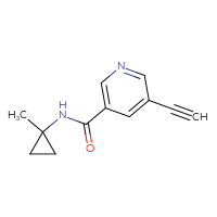 Chemical structure of 5-ethynyl-N-(1-methylcyclopropyl)pyridine-3-carboxamide - CSSB01991552407