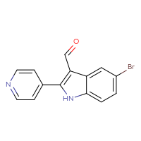 Chemical structure of 5-bromo-2-(pyridin-4-yl)-1H-indole-3-carbaldehyde - CSSB06446555618