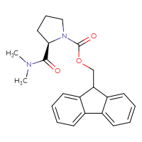 Chemical structure of (9H-fluoren-9-yl)methyl (2R)-2-(dimethylcarbamoyl)pyrrolidine-1-carboxylate - CSSB00486792191