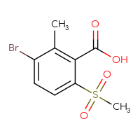Chemical structure of 3-bromo-6-methanesulfonyl-2-methylbenzoic acid - CSSB14948339367