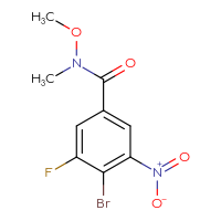 Chemical structure of 4-bromo-3-fluoro-N-methoxy-N-methyl-5-nitrobenzamide - CSSB21151594394